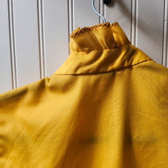 Vintage 1970's Bobbie Brook's Marigold Yellow Ruffle Bib Front Blouse - Picture 12 of 14